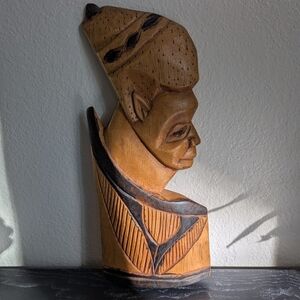 Vintage Primitive Carved Wood African  Silhouette Wall Art Plaque 14” H x 5.5” W